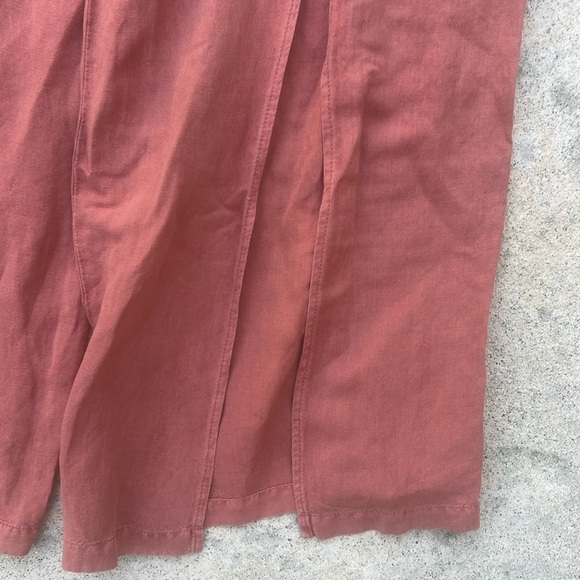 YFB Young Fabulous & Broke Cove Orange Linen Slit Wide Leg Pant Women's Size M - Picture 4 of 9
